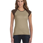 Ladies' Stretch Rib Cap-Sleeve Contrast Raglan T-Shirt